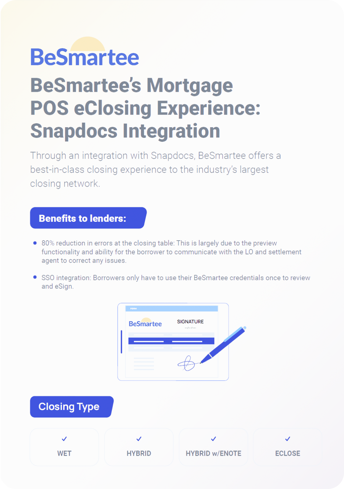 BeSmartee’s Mortgage POS eClosing Experience: Snapdocs Integration