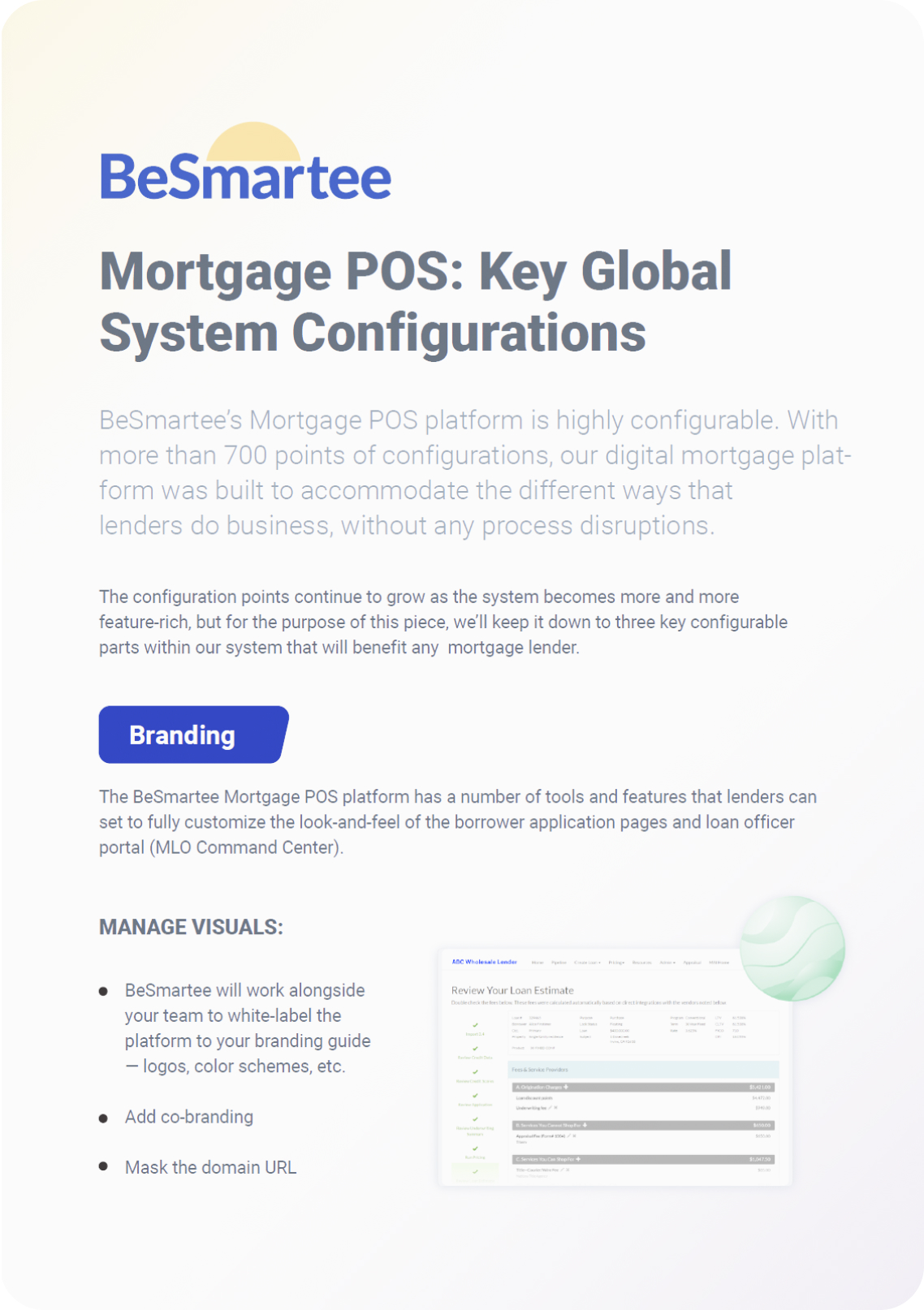 Mortgage POS: Key Global System Configurations