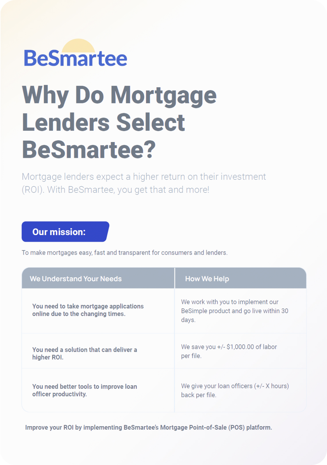 Why Do Mortgage Lenders Select BeSmartee?